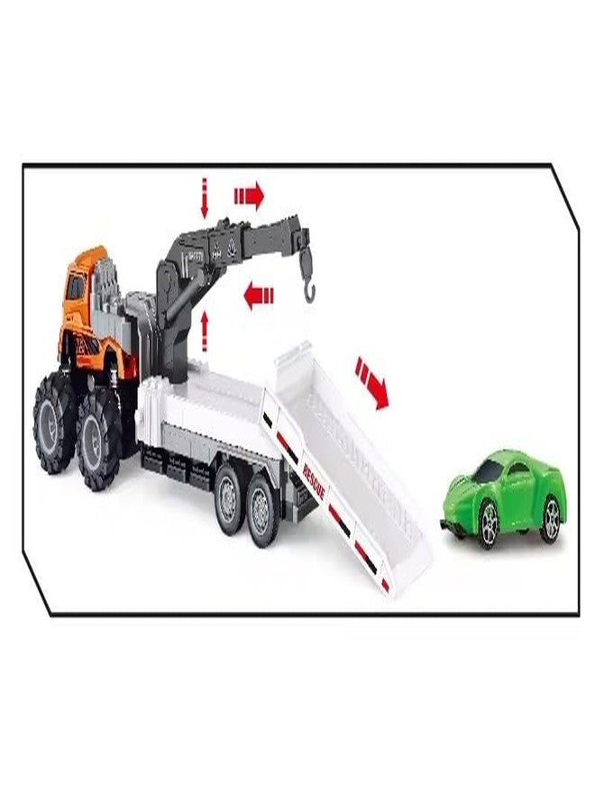 SHIPEASE شاحنة نقل سيارات تعمل بالاحتكاك من SHIPEASE مع أجزاء متحركة، نموذج معدني مصبوب بمقياس 1:43، لعبة محرك، مقطورة نقل مدينة رباعية الدفع، ألعاب مركبات مصغرة للأطفال من الأولاد والبنات (متعددة الألوان) - Image 3